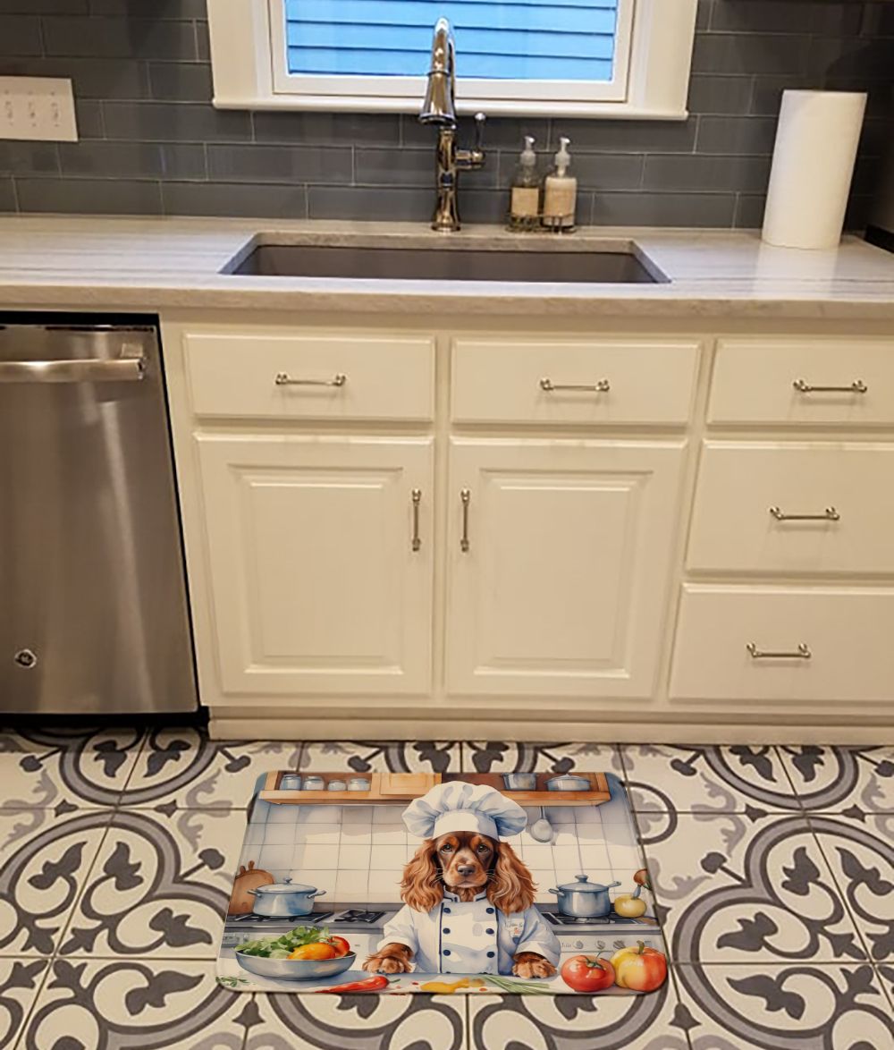 English Cocker Spaniel The Chef Memory Foam Kitchen Mat Machine Washable Anti-Fatigue Mat Cushion Comfort Bath Mat or Kitchen Rug