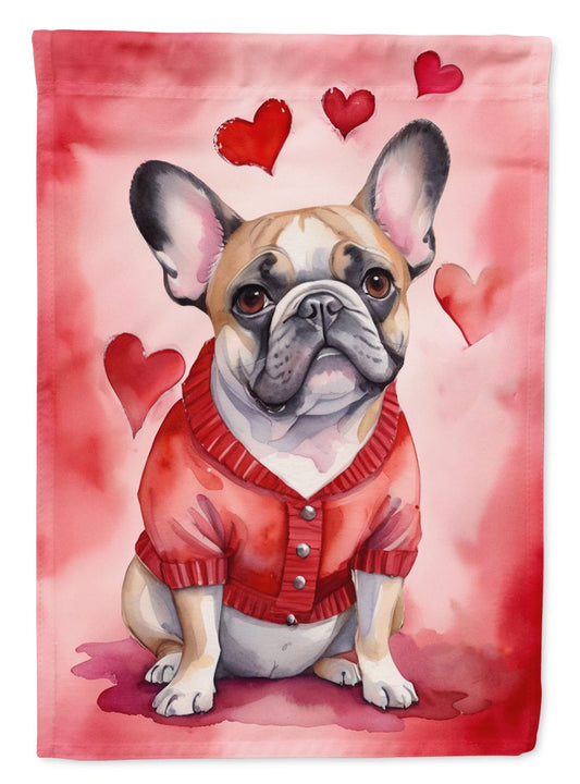 French Bulldog My Valentine Garden Flag Mailbox Flag Decorative Yard Flag Banner Outside Patio Artwork Yard Flower Beds, Garden Size, Multicolor