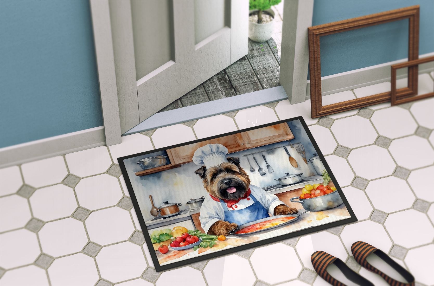 NEW Bouvier des Flandres The Chef Doormat Front Door Mat Indoor Outdoor Rugs for Entryway, Non Slip Washable Low Pile, 18H X 27W