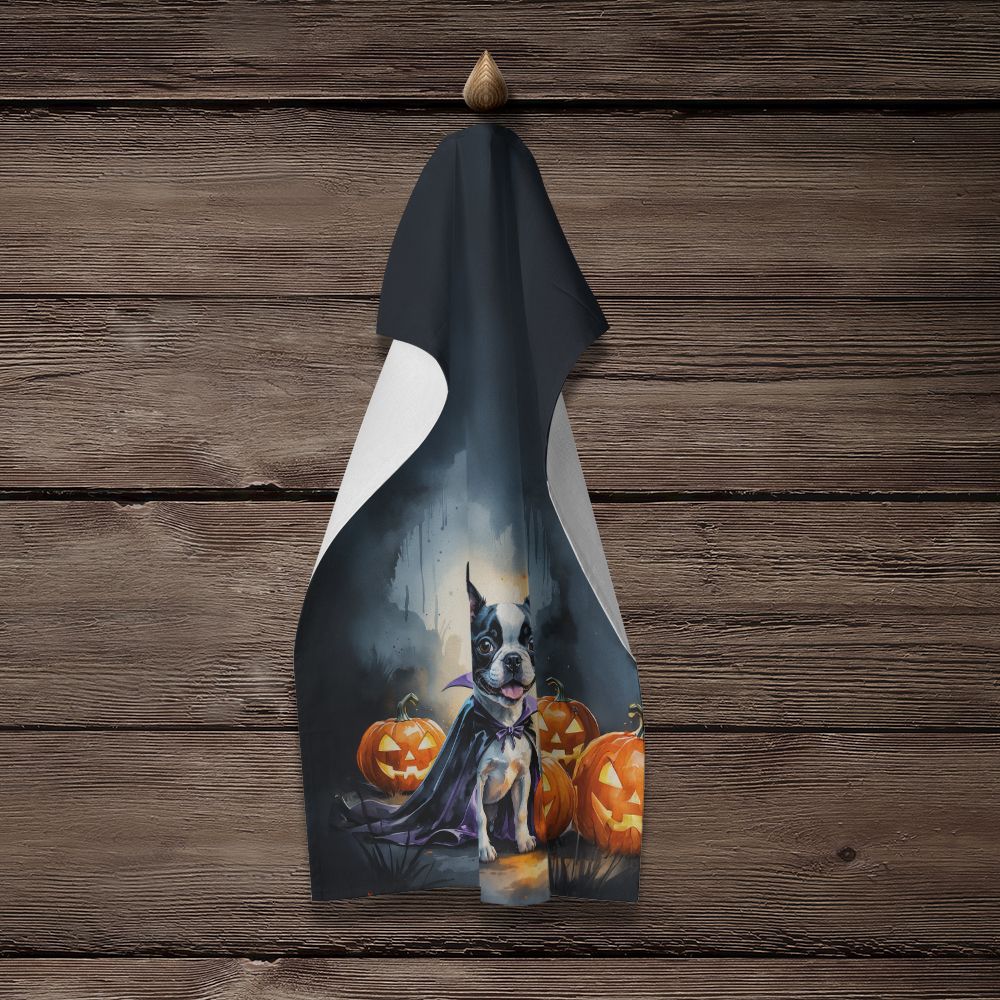 Boston Terrier Puppy Halloween Kitchen Towel Dish Cloths Guest Hand Towel Decorative Bathroom Towel for Face,Tea, Dishcloth, Kitchen and Bath