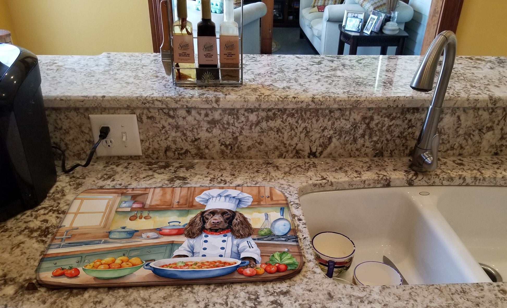 Boykin Spaniel The Chef Dish Drying Mat Absorbent Dish Drying Mat Pad for Kitchen Counter Dish Drainer Mat for Countertop, 14 x 21", Multicolor