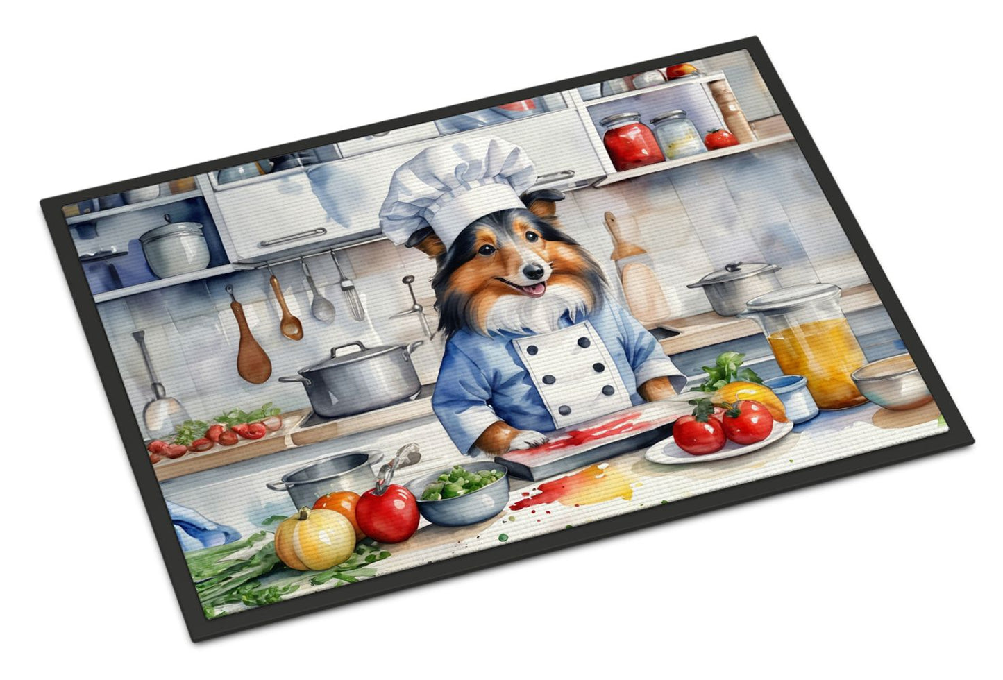 NEW Sheltie The Chef Doormat Front Door Mat Indoor Outdoor Rugs for Entryway, Non Slip Washable Low Pile, 18H X 27W