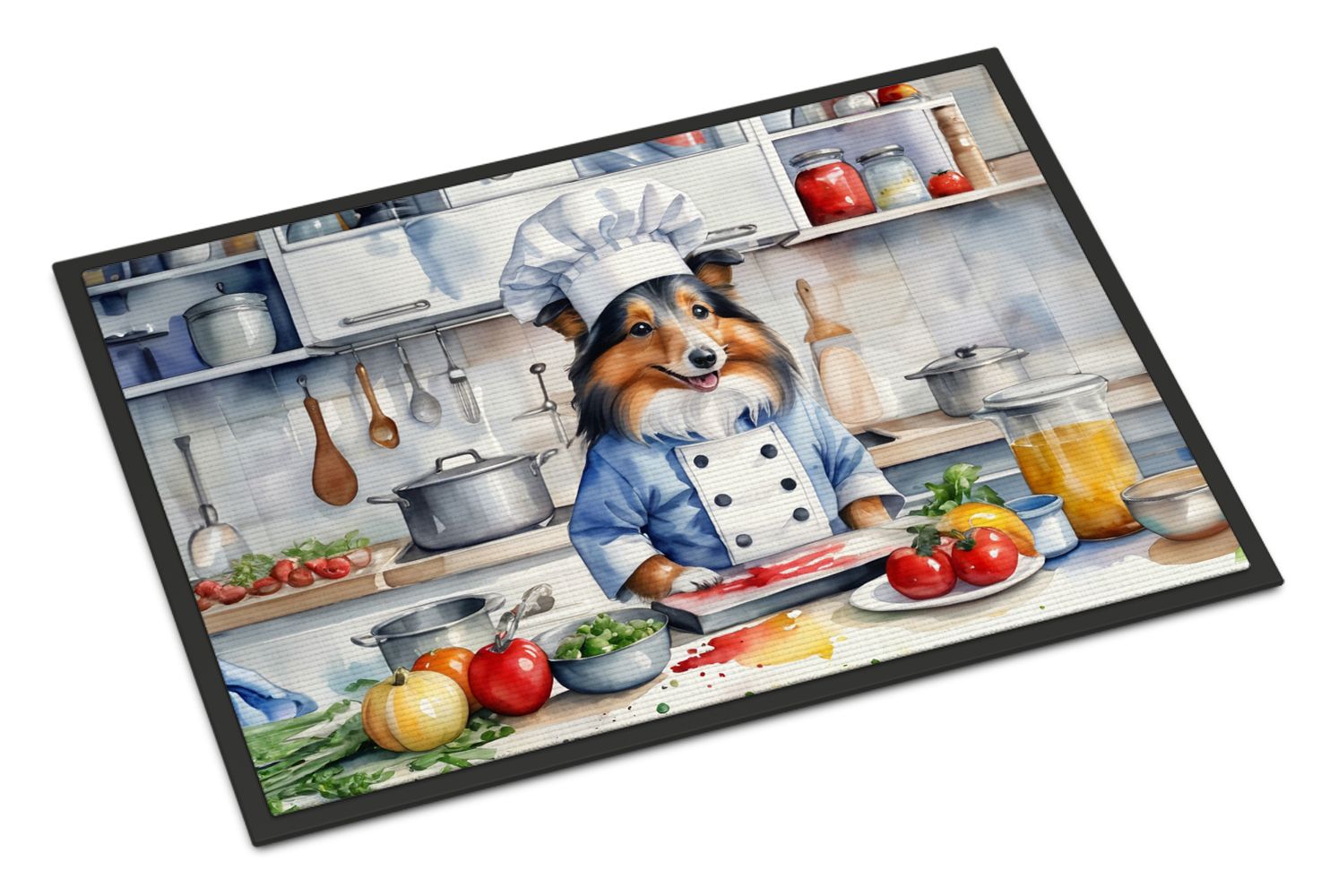 NEW Sheltie The Chef Doormat Front Door Mat Indoor Outdoor Rugs for Entryway, Non Slip Washable Low Pile, 18H X 27W