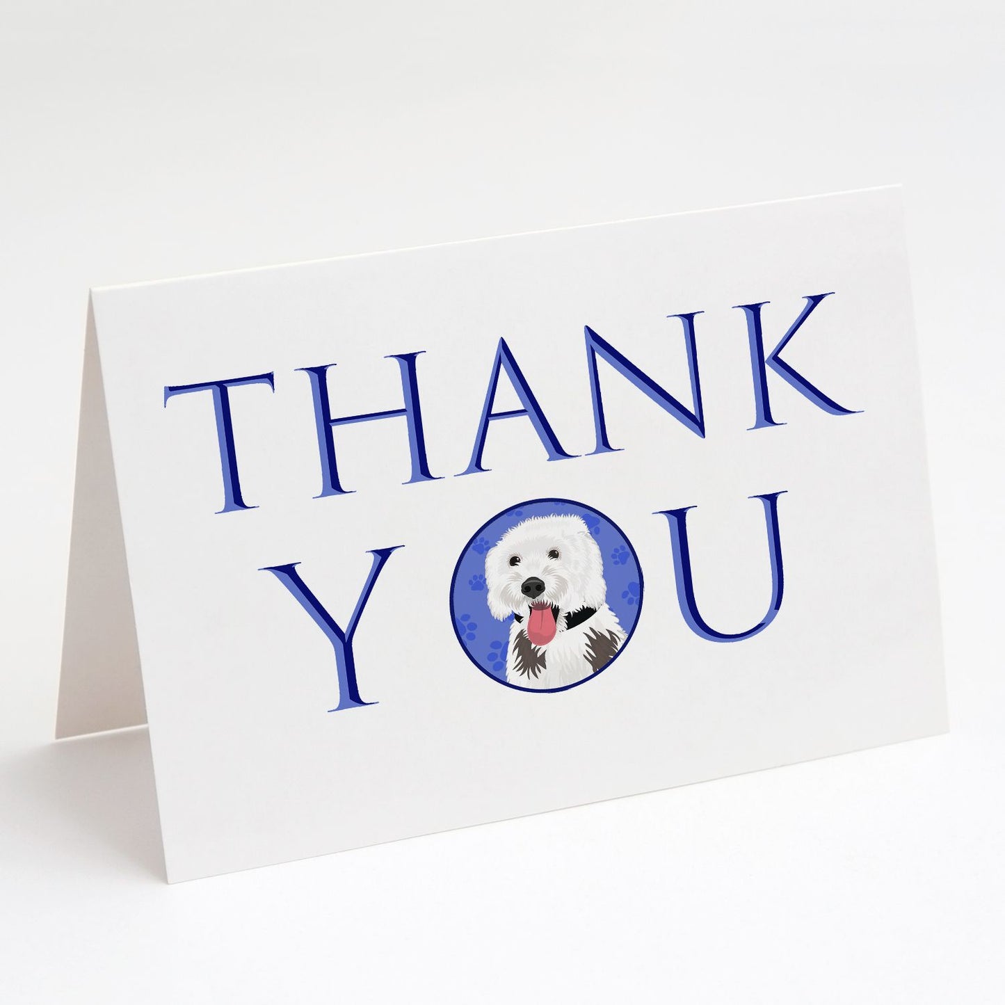 Doodle Silver and White #2 Thank You Greeting Cards Pack of 8 Blank Cards with Envelopes Whimsical A7 Size 5x7 Blank Note Cards