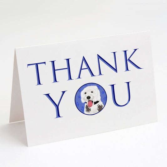 Doodle Silver and White #2 Thank You Greeting Cards Pack of 8 Blank Cards with Envelopes Whimsical A7 Size 5x7 Blank Note Cards
