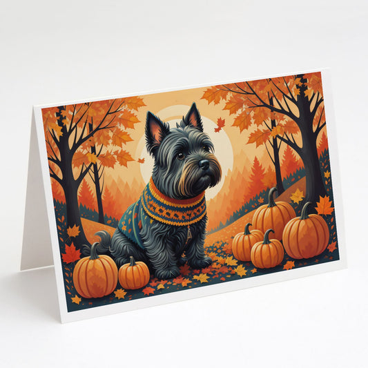 Scottish Terrier Fall Greeting Cards Pack of 8 Blank Cards with Envelopes Whimsical A7 Size 5x7 Blank Note Cards