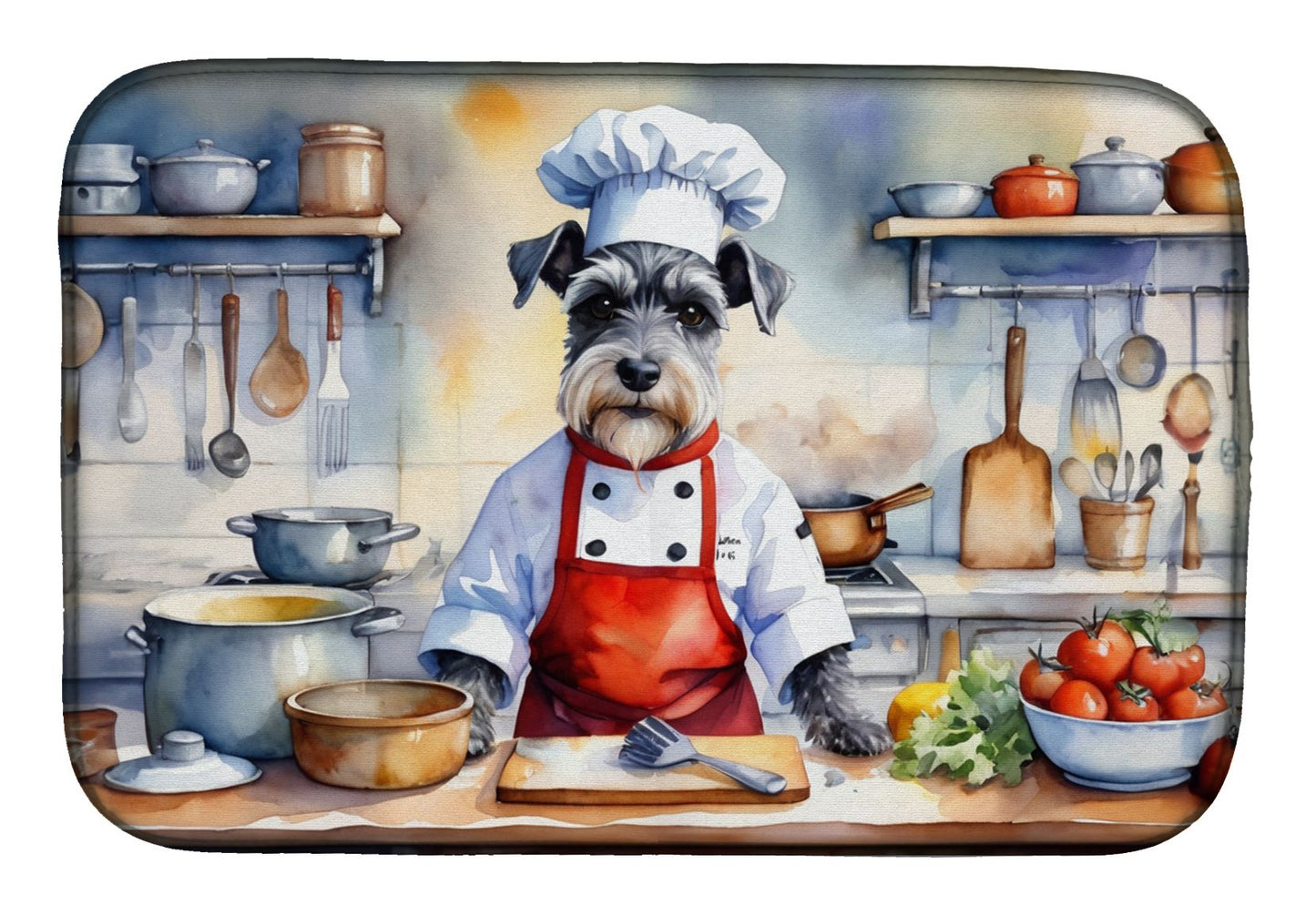 Schnauzer The Chef Dish Drying Mat Absorbent Dish Drying Mat Pad for Kitchen Counter Dish Drainer Mat for Countertop, 14 x 21", Multicolor