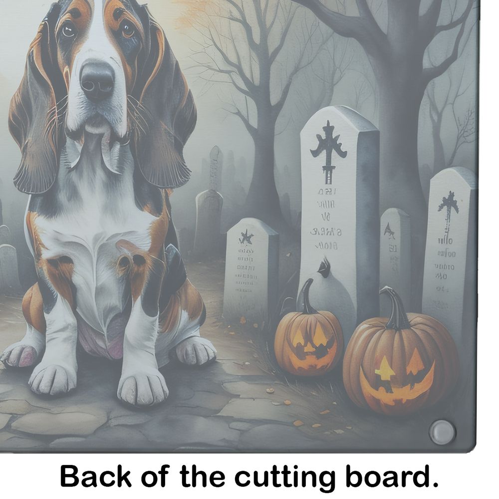 NEW Basset Hound Spooky Halloween Glass Cutting Board Decorative Tempered Glass Kitchen Cutting and Serving Board Large Size Chopping Board