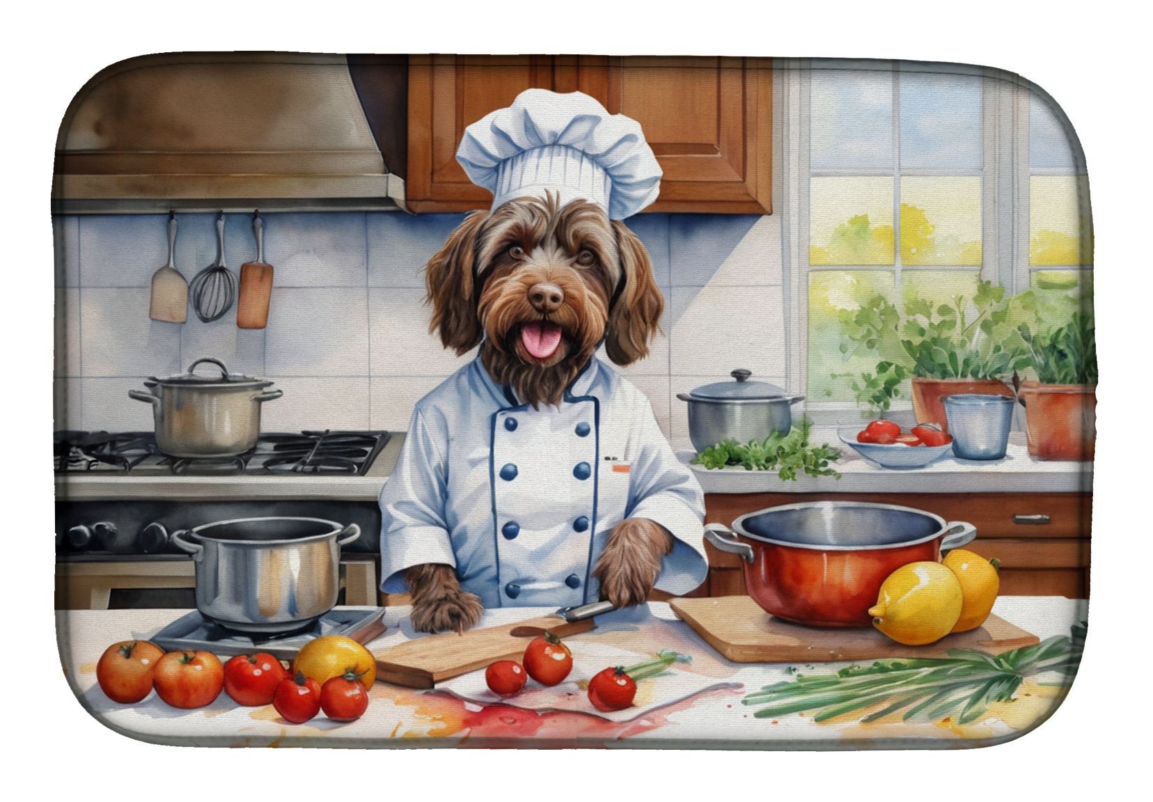 Wirehaired Pointing Griffon The Chef Dish Drying Mat Absorbent Dish Drying Mat Pad for Kitchen Counter Dish Drainer Mat for Countertop, 14 x 21", Multicolor
