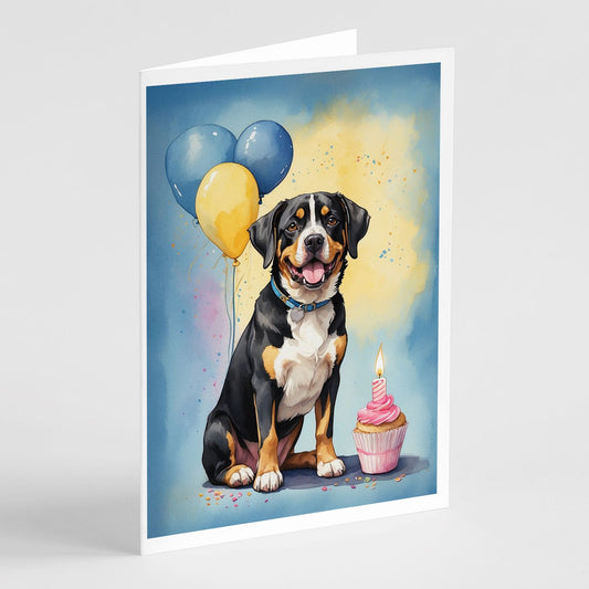 Entlebucher Mountain Dog Happy Birthday Greeting Cards Pack of 8 Blank Cards with Envelopes Whimsical A7 Size 5x7 Blank Note Cards