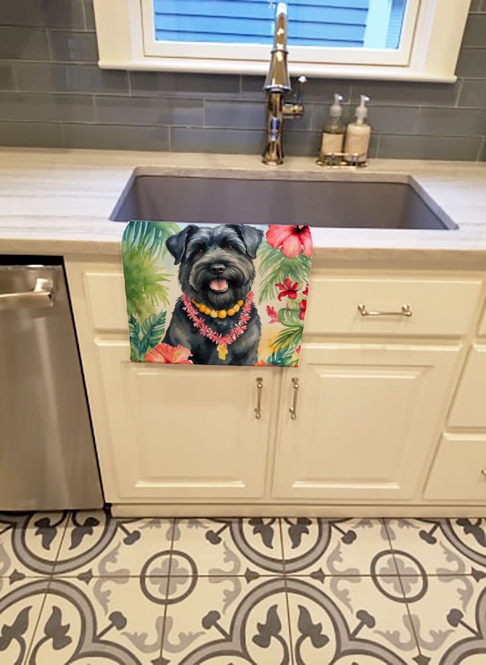 Bouvier des Flandres Luau Kitchen Towel Dish Cloths Guest Hand Towel Decorative Bathroom Towel for Face,Tea, Dishcloth, Kitchen and Bath