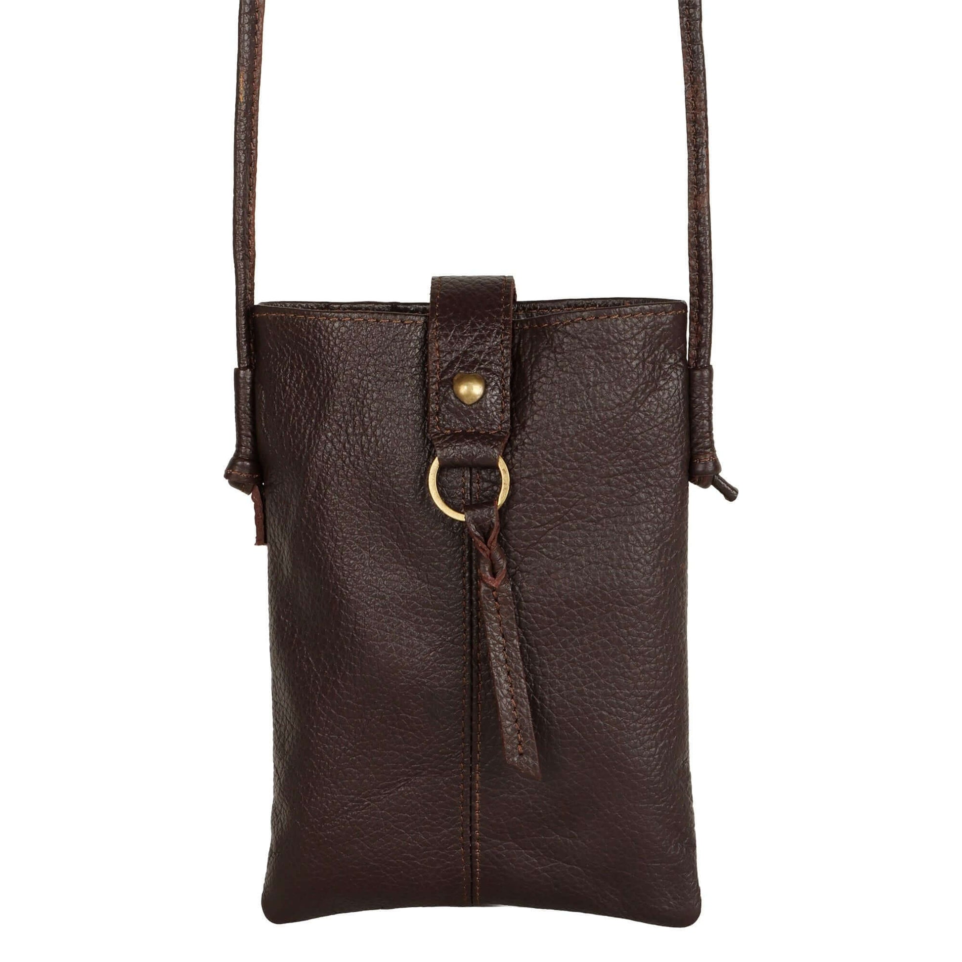 Jennie Small crossbody bag w/ slim strap closure & tassel - Mahogany Brown
