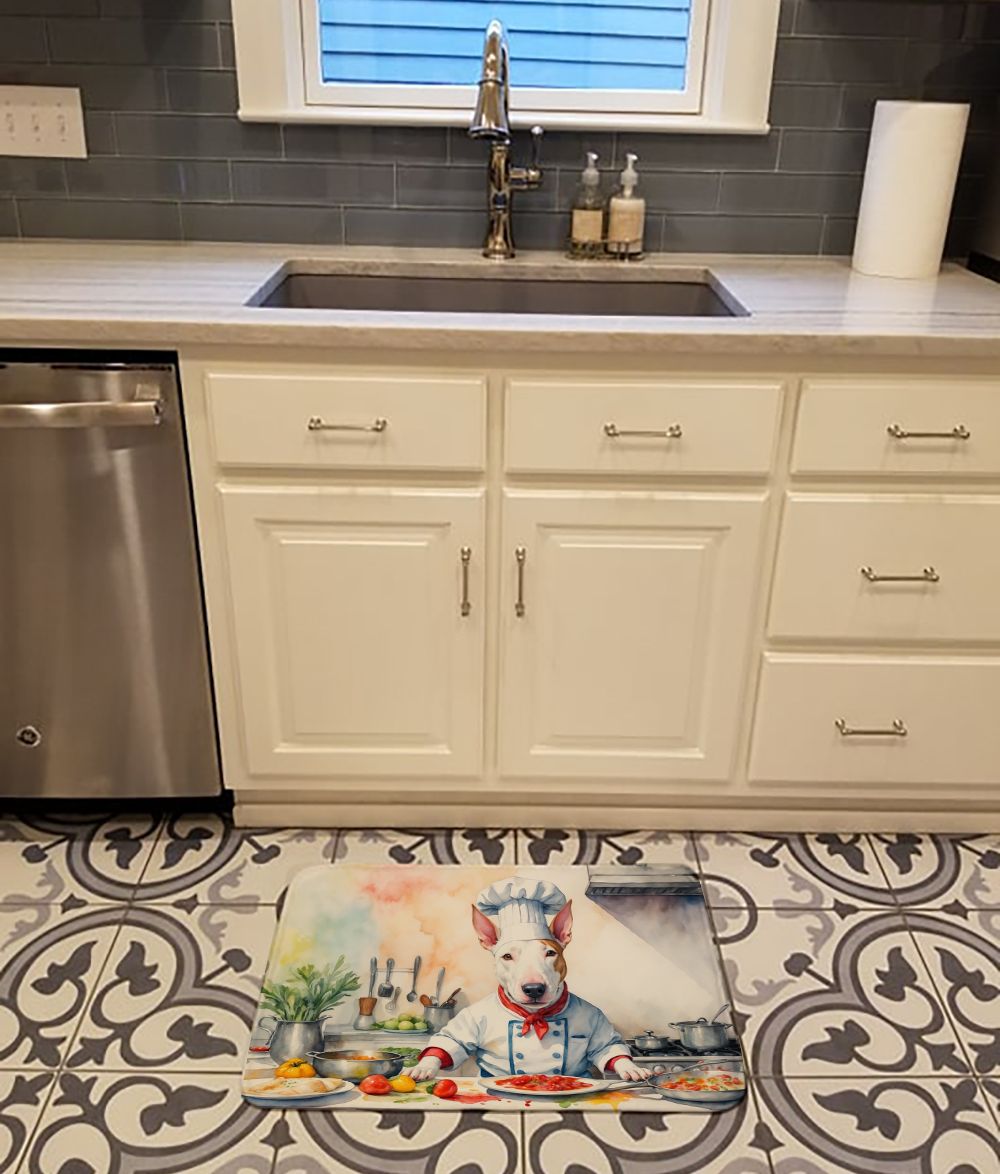 Bull Terrier The Chef Memory Foam Kitchen Mat Machine Washable Anti-Fatigue Mat Cushion Comfort Bath Mat or Kitchen Rug