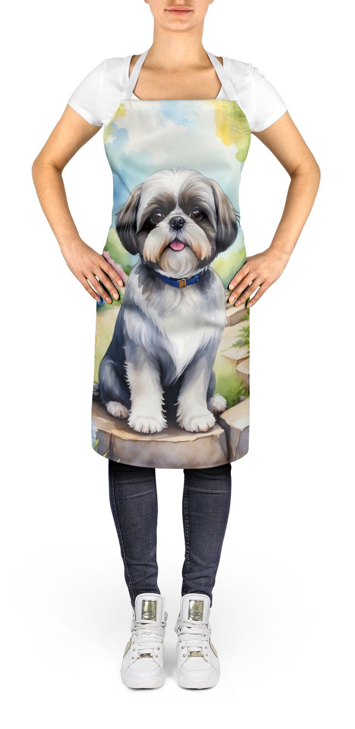 Shih Tzu Spring Path Apron Cooking Kitchen Server Baking Crafts Gardening for Adult Women Men, Unisex, Large, Multicolor
