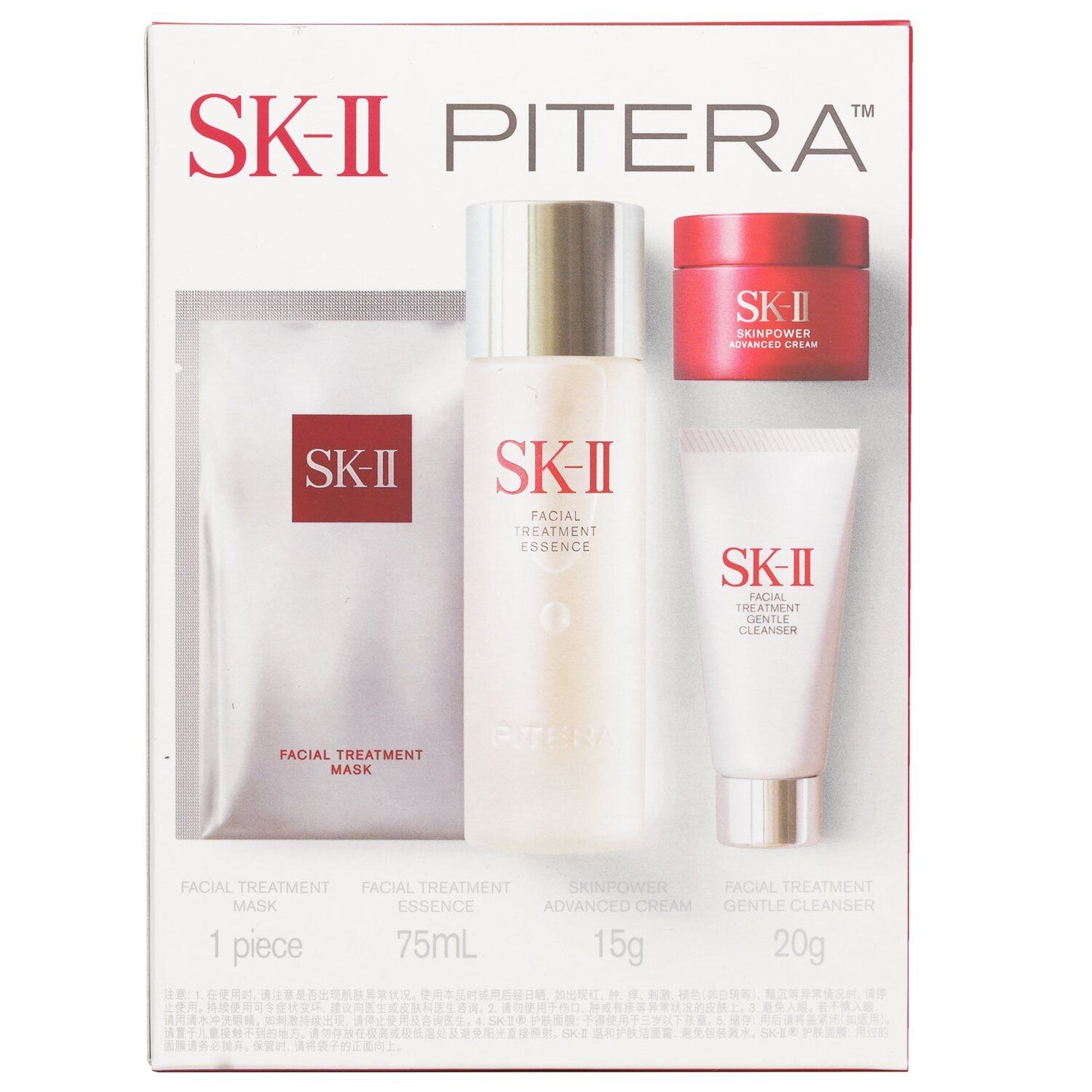 SK II - Best Seller Trial Kit: Facial Treatment Ess. 75ml+Facial Treatment Cleanser 20g+SKINPOWER Advanced Cream 15g+ F.T Mask 1pcs 4pcs