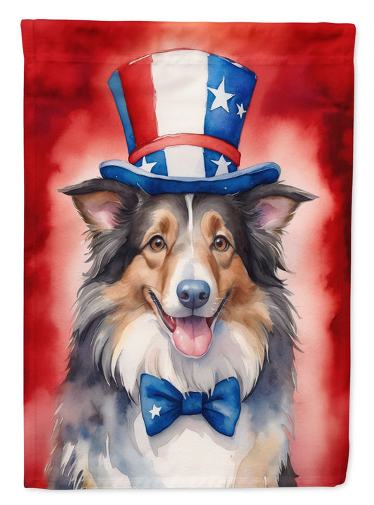 Collie Patriotic American House Flag Large Porch Sleeve Pole Decorative Outside Yard Banner Artwork Wall Hanging, Polyester, House Size, Multicolor