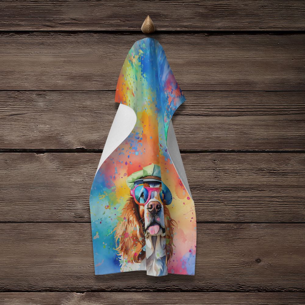 Cavalier Spaniel Hippie Dawg Kitchen Towel Dish Cloths Guest Hand Towel Decorative Bathroom Towel for Face,Tea, Dishcloth, Kitchen and Bath