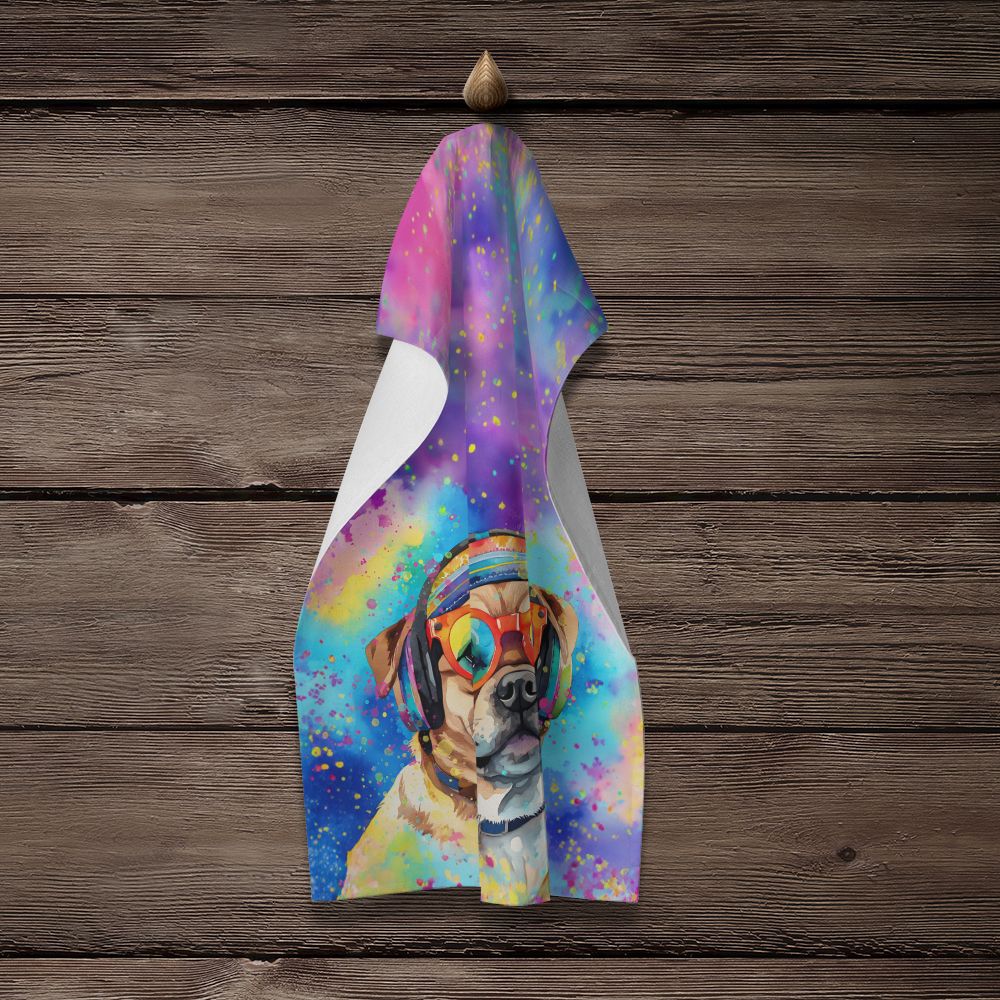 Pug Hippie Dawg Kitchen Towel Dish Cloths Guest Hand Towel Decorative Bathroom Towel for Face,Tea, Dishcloth, Kitchen and Bath