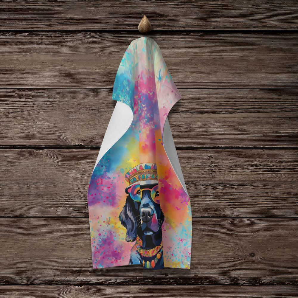 Black Labrador Hippie Dawg Kitchen Towel Dish Cloths Guest Hand Towel Decorative Bathroom Towel for Face,Tea, Dishcloth, Kitchen and Bath
