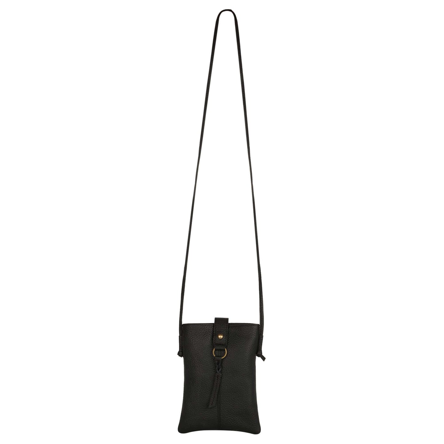 Jennie Small crossbody bag w/ slim strap closure & tassel - Black