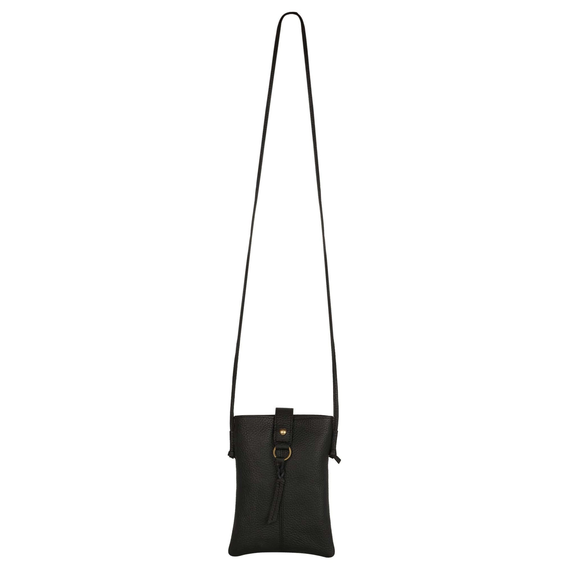Jennie Small crossbody bag w/ slim strap closure & tassel - Black