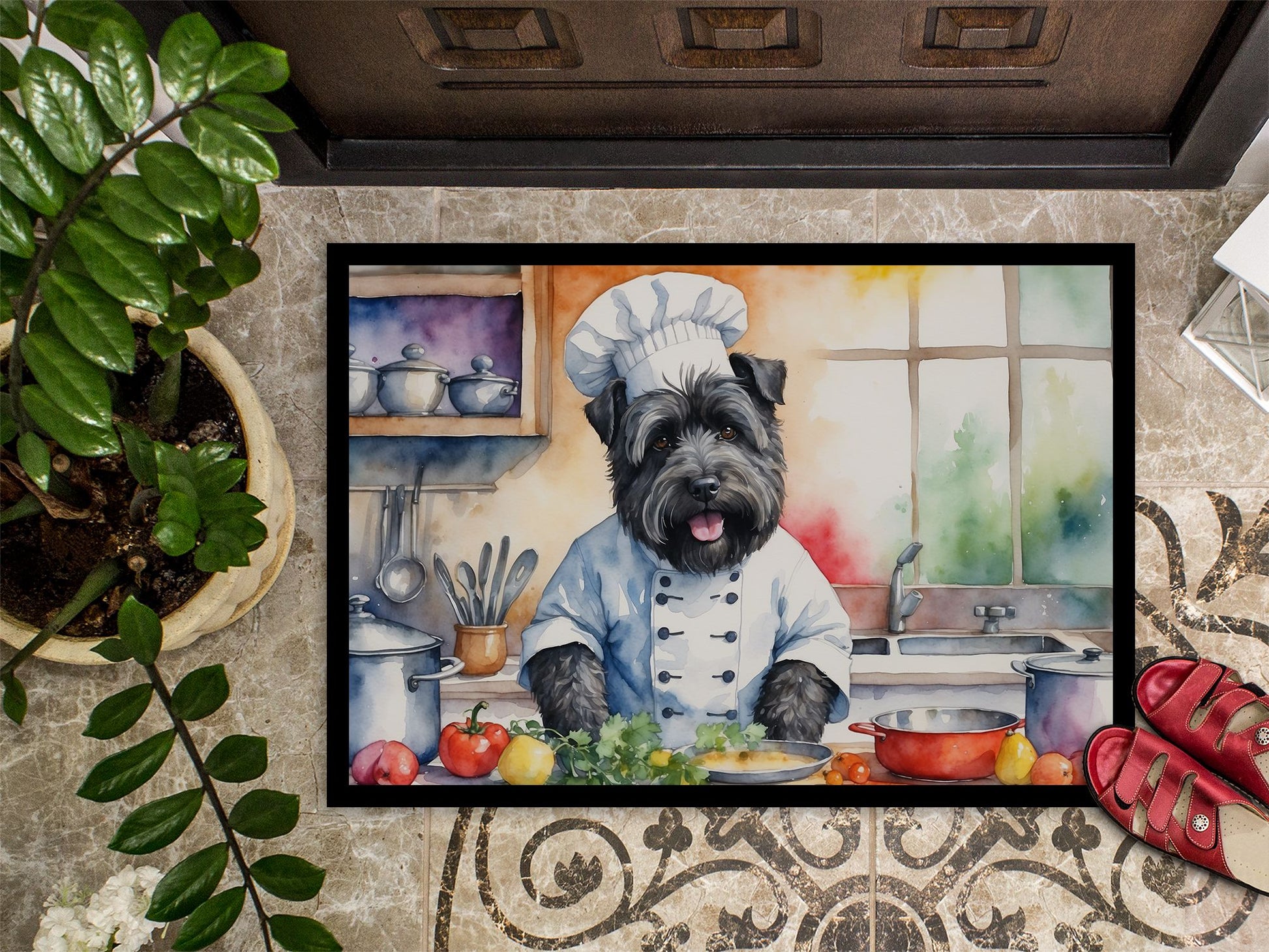 NEW Bouvier des Flandres The Chef Doormat Front Door Mat Indoor Outdoor Rugs for Entryway, Non Slip Washable Low Pile, 18H X 27W