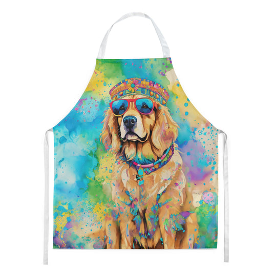 Golden Retriever Hippie Dawg Apron Cooking Kitchen Server Baking Crafts Gardening for Adult Women Men, Unisex, Large, Multicolor