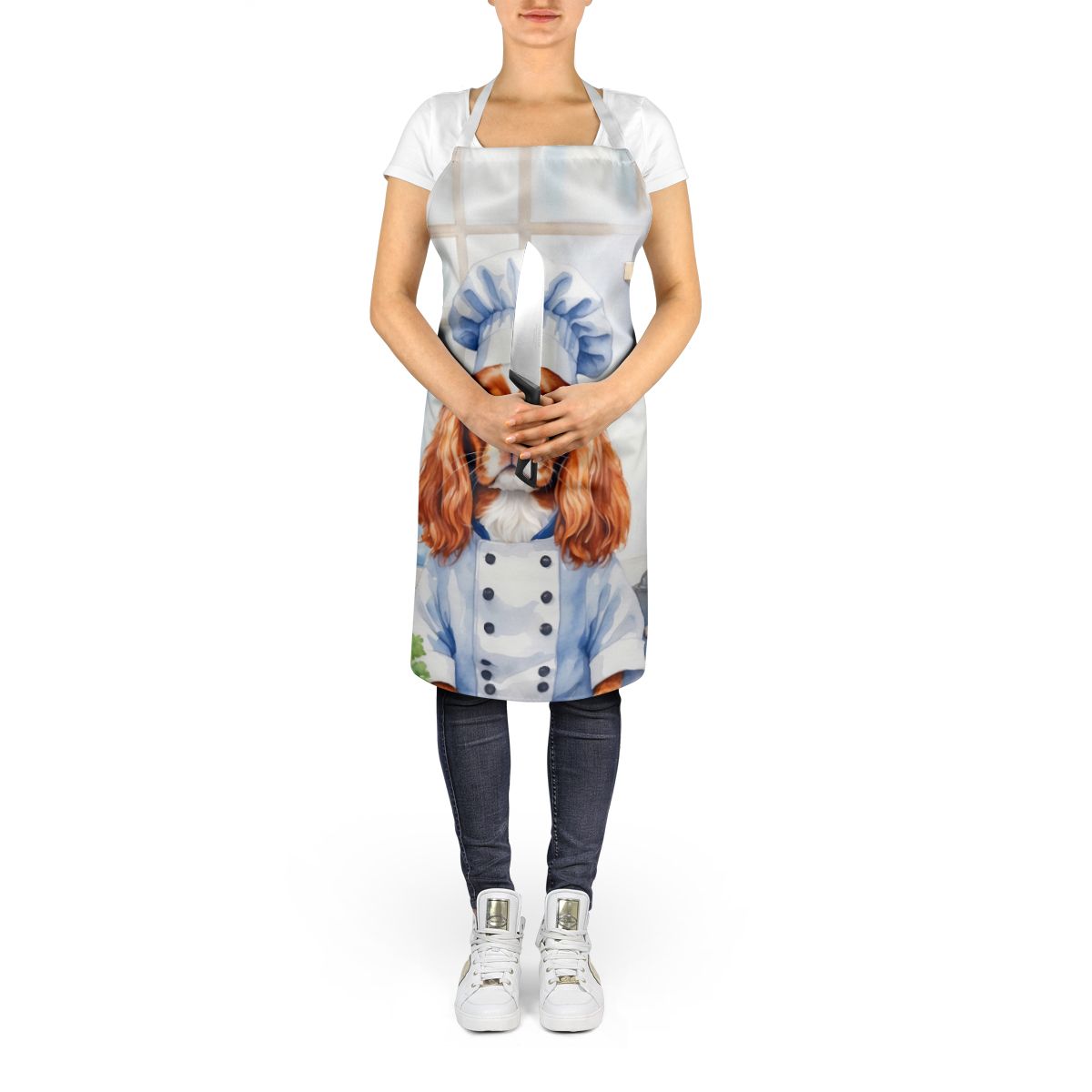 Cavalier Spaniel The Chef Apron Cooking Kitchen Server Baking Crafts Gardening for Adult Women Men, Unisex, Large, Multicolor
