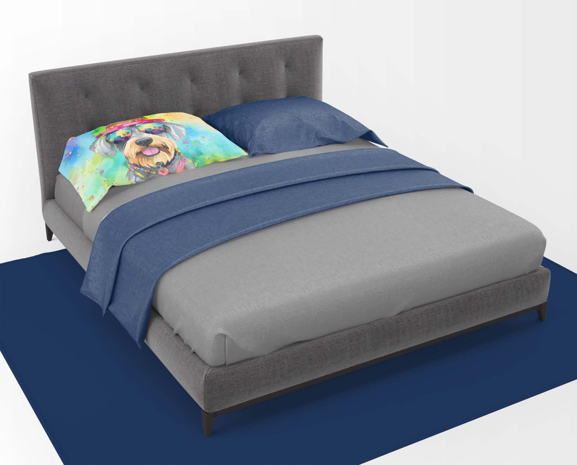 Schnauzer Hippie Dawg Standard Pillowcase Lightweight Super Soft Easy Care Decorative Artwork Pillowcase, Standard