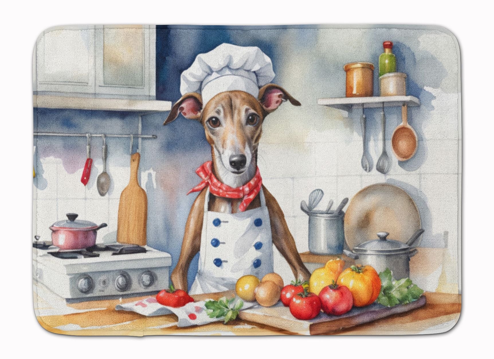 Greyhound The Chef Memory Foam Kitchen Mat Machine Washable Anti-Fatigue Mat Cushion Comfort Bath Mat or Kitchen Rug