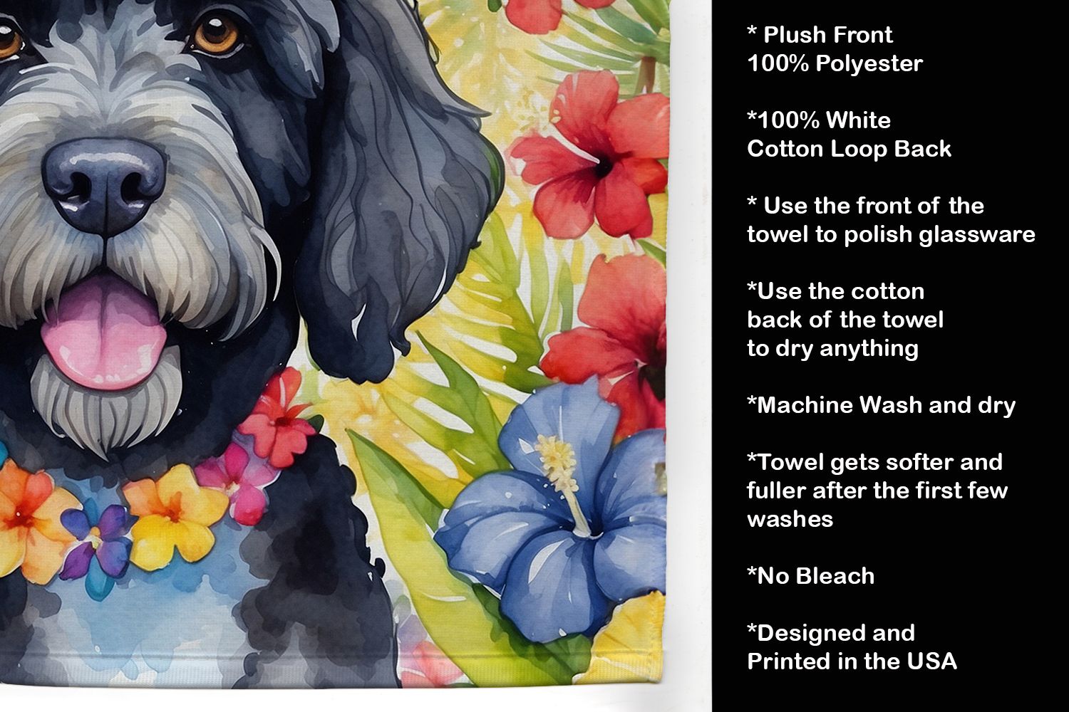 Portuguese Water Dog Luau Kitchen Towel Dish Cloths Guest Hand Towel Decorative Bathroom Towel for Face,Tea, Dishcloth, Kitchen and Bath
