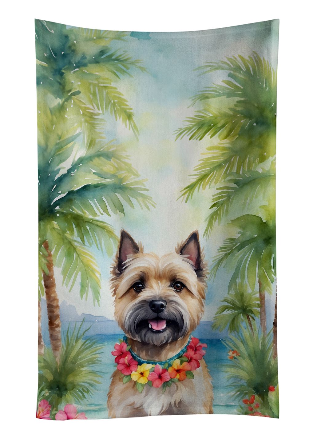Cairn Terrier Luau Kitchen Towel Dish Cloths Guest Hand Towel Decorative Bathroom Towel for Face,Tea, Dishcloth, Kitchen and Bath
