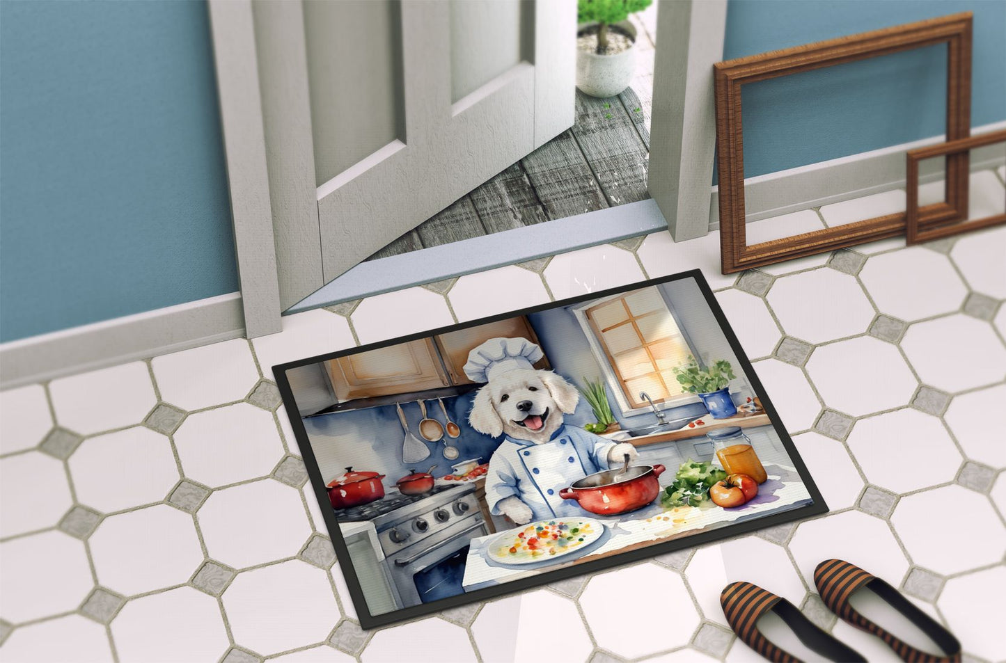 NEW Kuvasz The Chef Doormat Front Door Mat Indoor Outdoor Rugs for Entryway, Non Slip Washable Low Pile, 18H X 27W