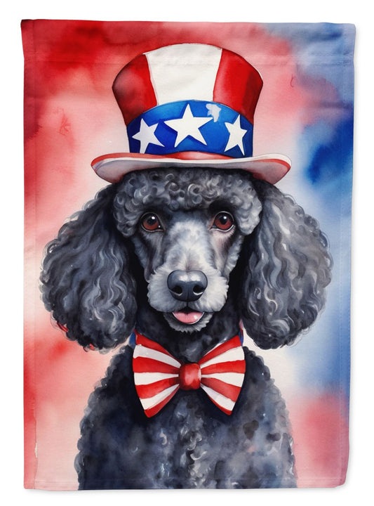 Black Poodle Patriotic American House Flag Large Porch Sleeve Pole Decorative Outside Yard Banner Artwork Wall Hanging, Polyester, House Size, Multicolor