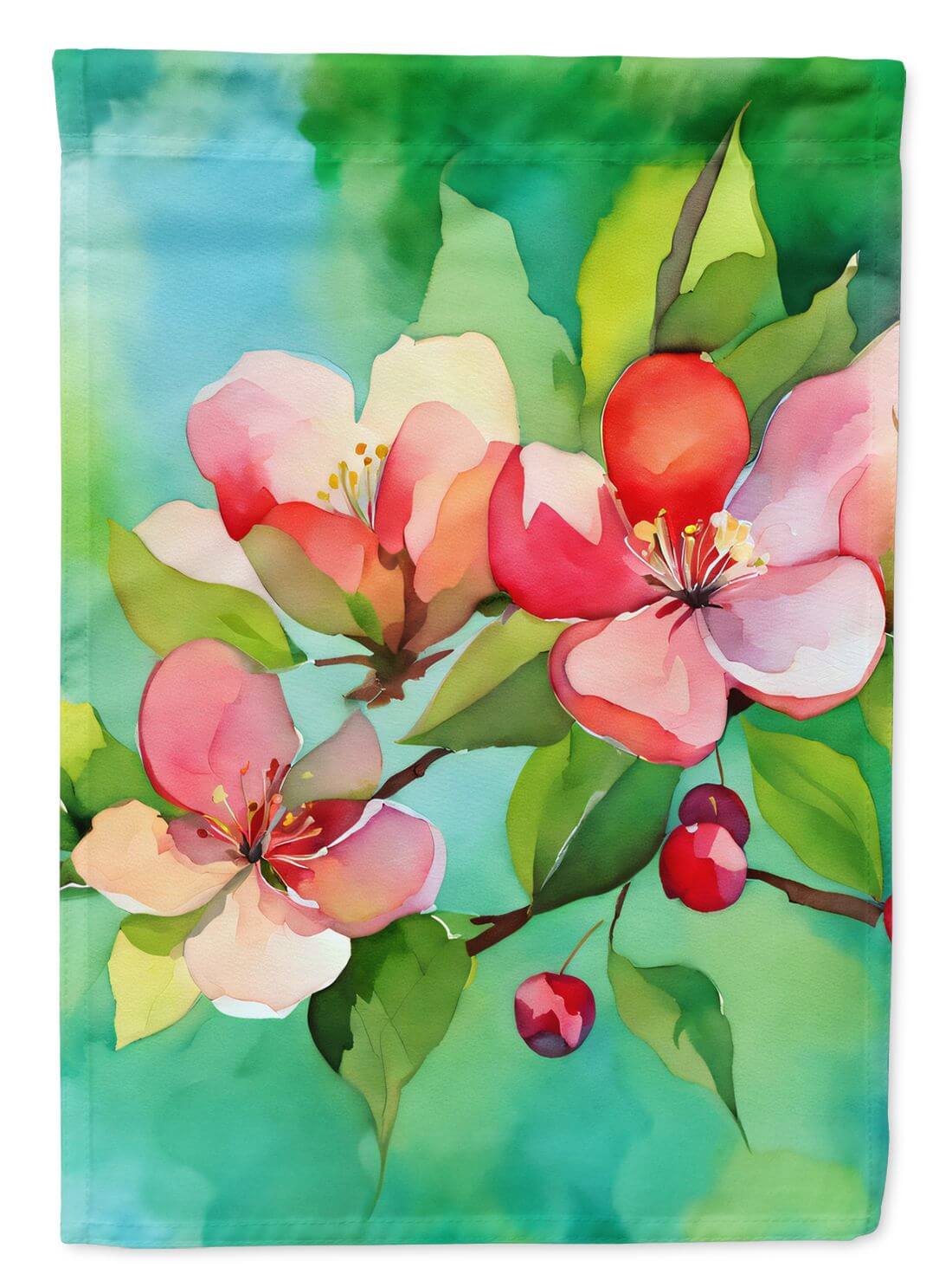 Arkansas Apple Blossom in Watercolor Garden Flag Mailbox Flag Decorative Yard Flag Banner Outside Patio Artwork Yard Flower Beds, Garden Size, Multicolor