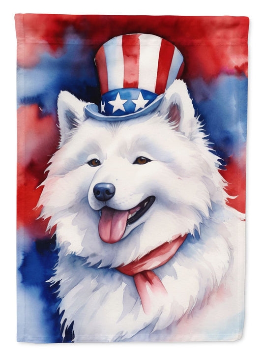 Samoyed Patriotic American Garden Flag Mailbox Flag Decorative Yard Flag Banner Outside Patio Artwork Yard Flower Beds, Garden Size, Multicolor