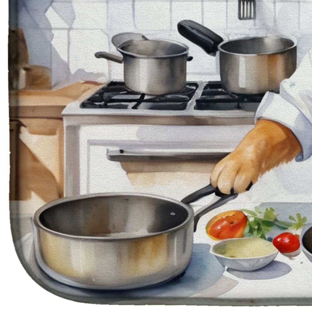 Golden Retriever The Chef Dish Drying Mat Absorbent Dish Drying Mat Pad for Kitchen Counter Dish Drainer Mat for Countertop, 14 x 21", Multicolor
