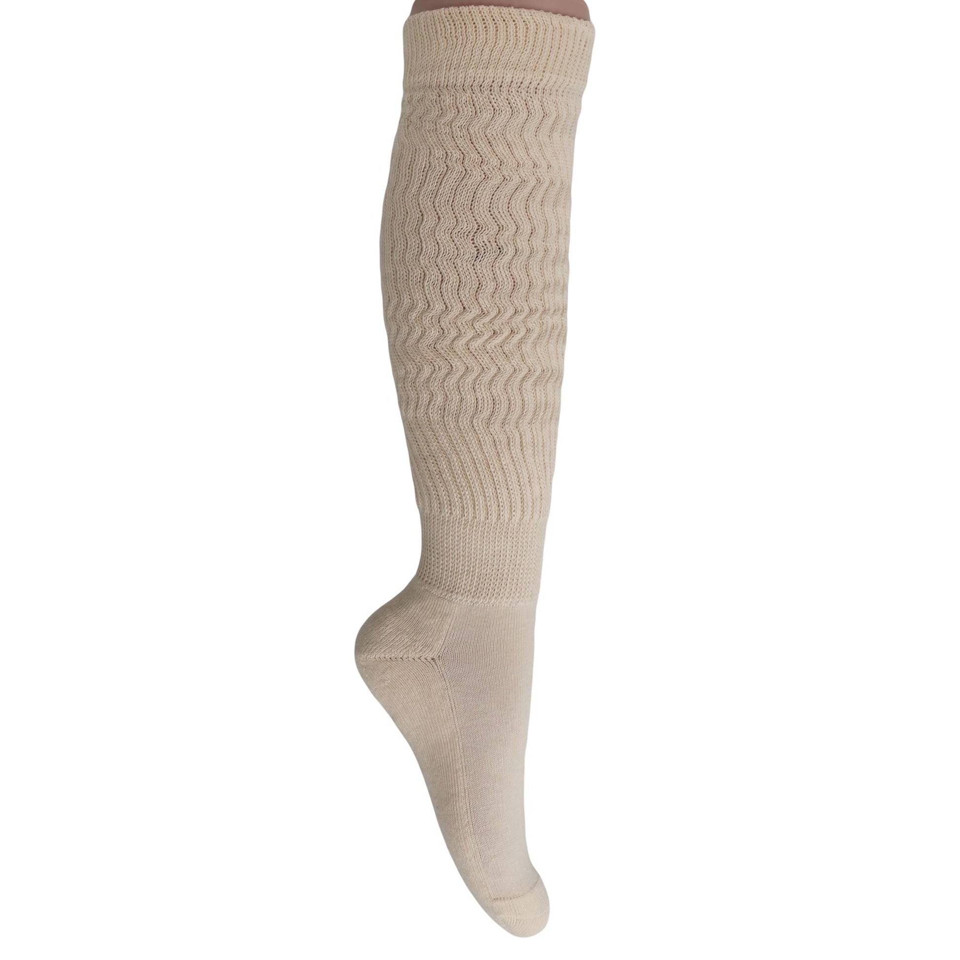 Women's Extra Long Slouch Scrunch Socks Knee High, Cotton Blend, Pack of 2, Fits Shoe Sizes 5-10, 80s Style, 28 Colors