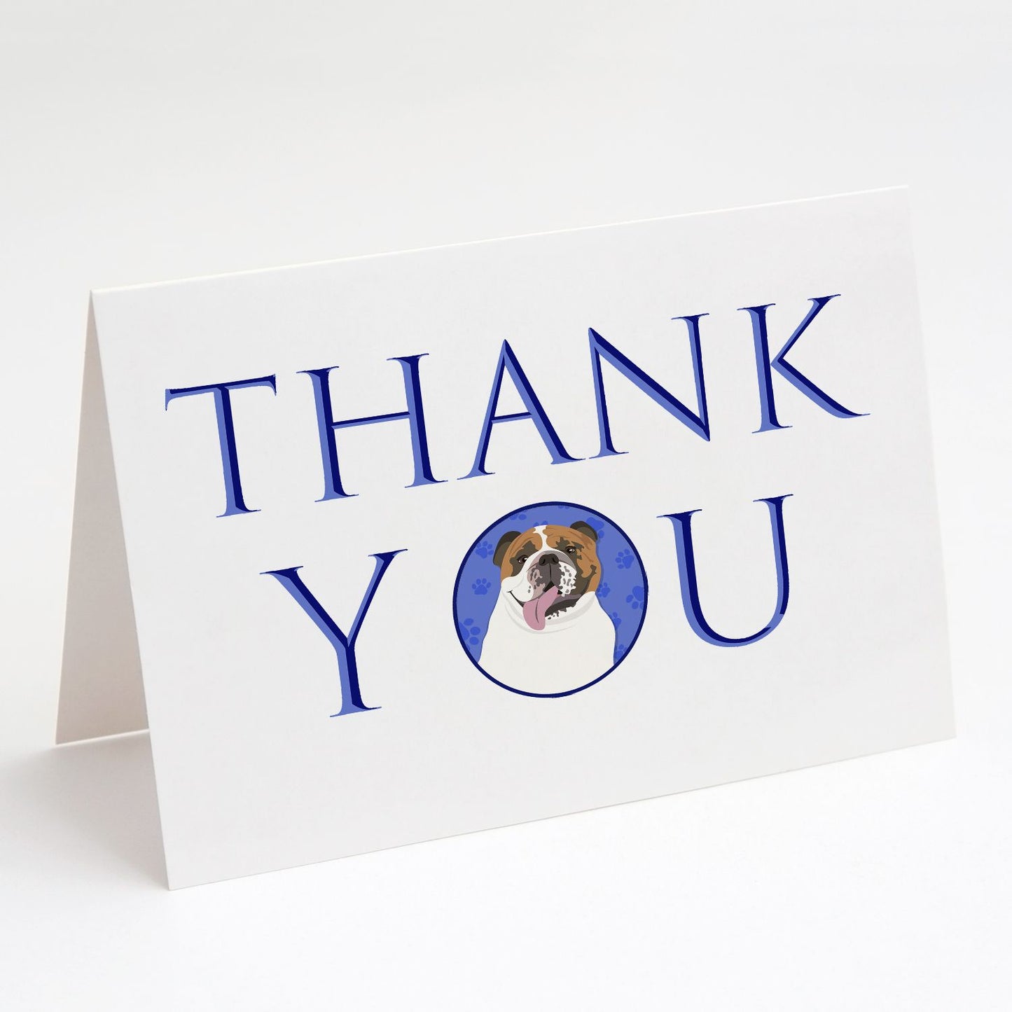 English Bulldog Tricolor #1 Thank You Greeting Cards Pack of 8 Blank Cards with Envelopes Whimsical A7 Size 5x7 Blank Note Cards