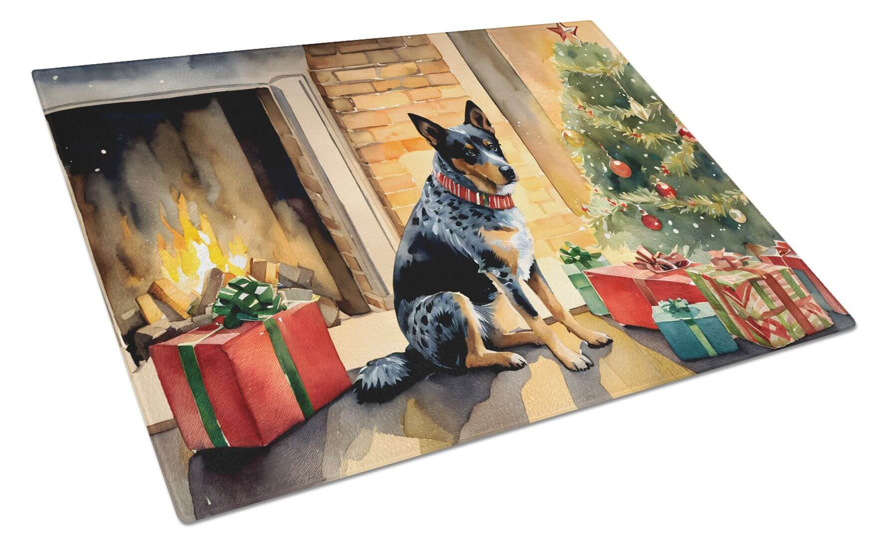 NEW Australian Cattle Dog Cozy Christmas Glass Cutting Board Decorative Tempered Glass Kitchen Cutting and Serving Board Large Size Chopping Board