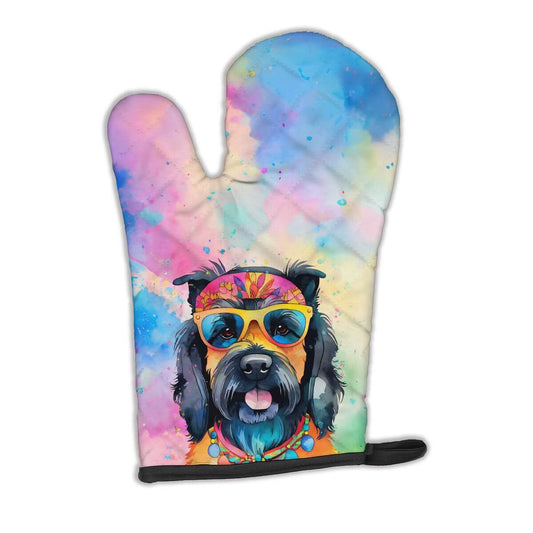 Scottish Terrier Hippie Dawg Oven Mitt Heat Resistant Thick Oven Mitt for Hot Pans and Oven, Kitchen Mitt Protect Hands, Cooking Baking Glove