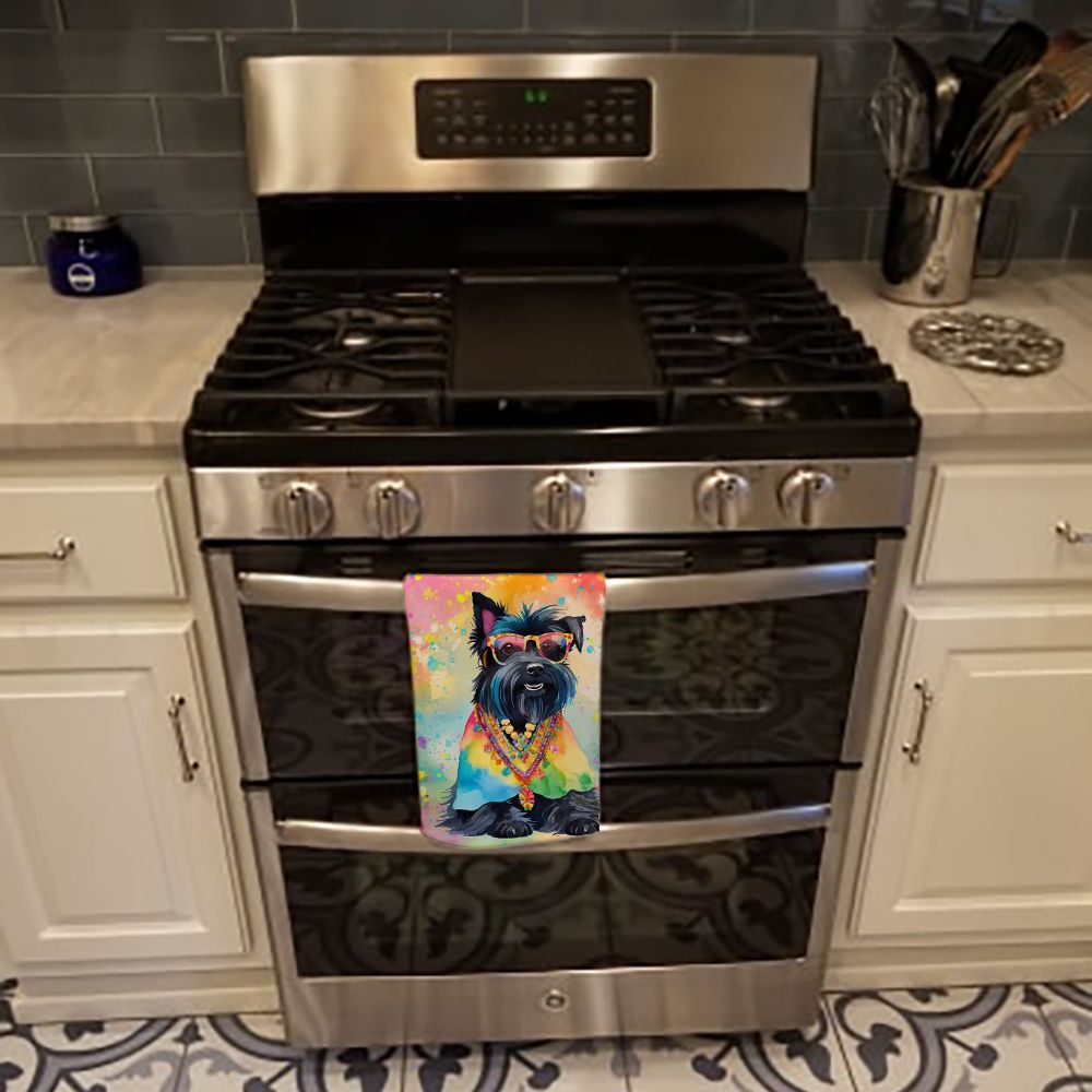 Scottish Terrier Hippie Dawg Kitchen Towel Dish Cloths Guest Hand Towel Decorative Bathroom Towel for Face,Tea, Dishcloth, Kitchen and Bath