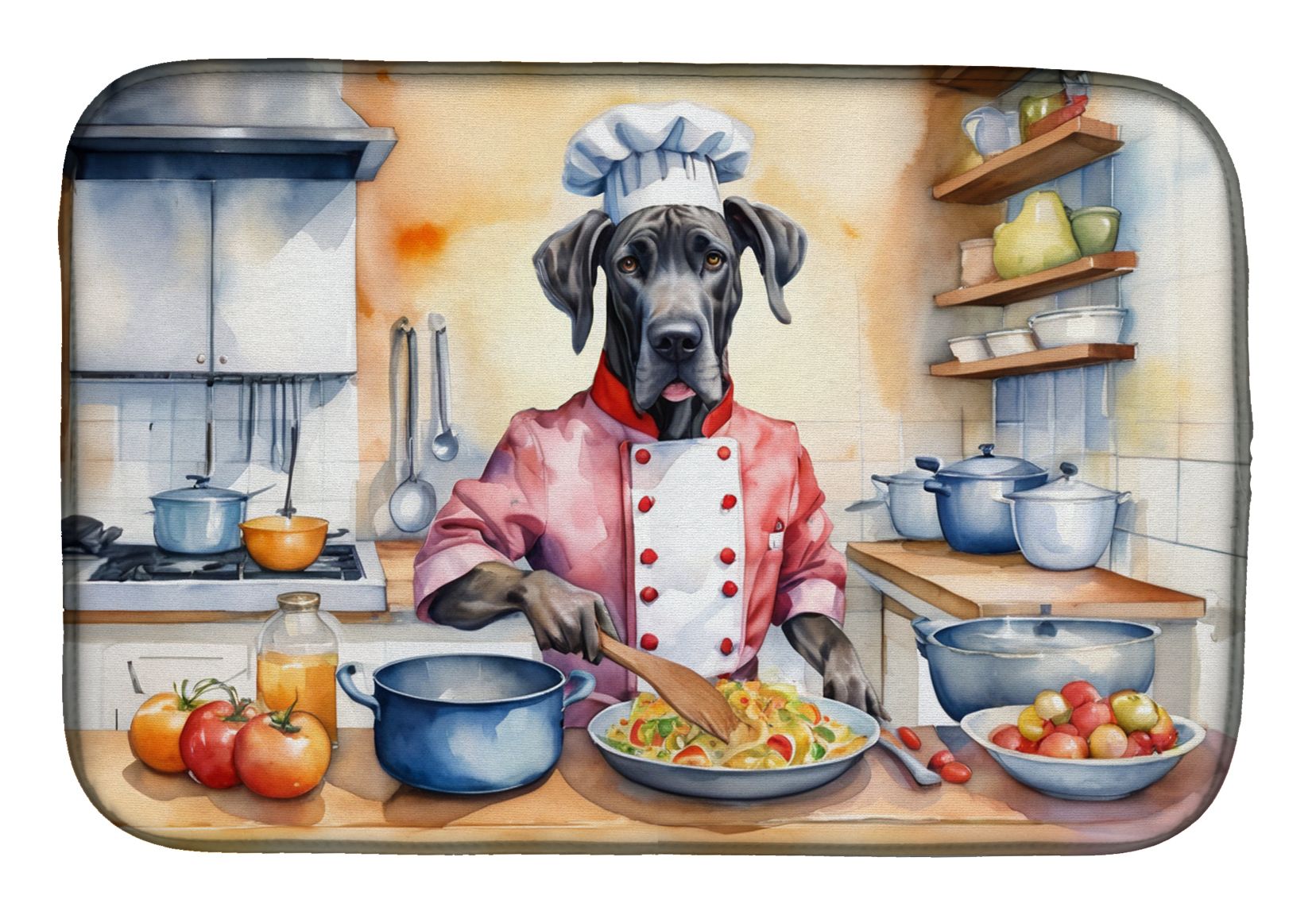 Great Dane The Chef Dish Drying Mat Absorbent Dish Drying Mat Pad for Kitchen Counter Dish Drainer Mat for Countertop, 14 x 21", Multicolor