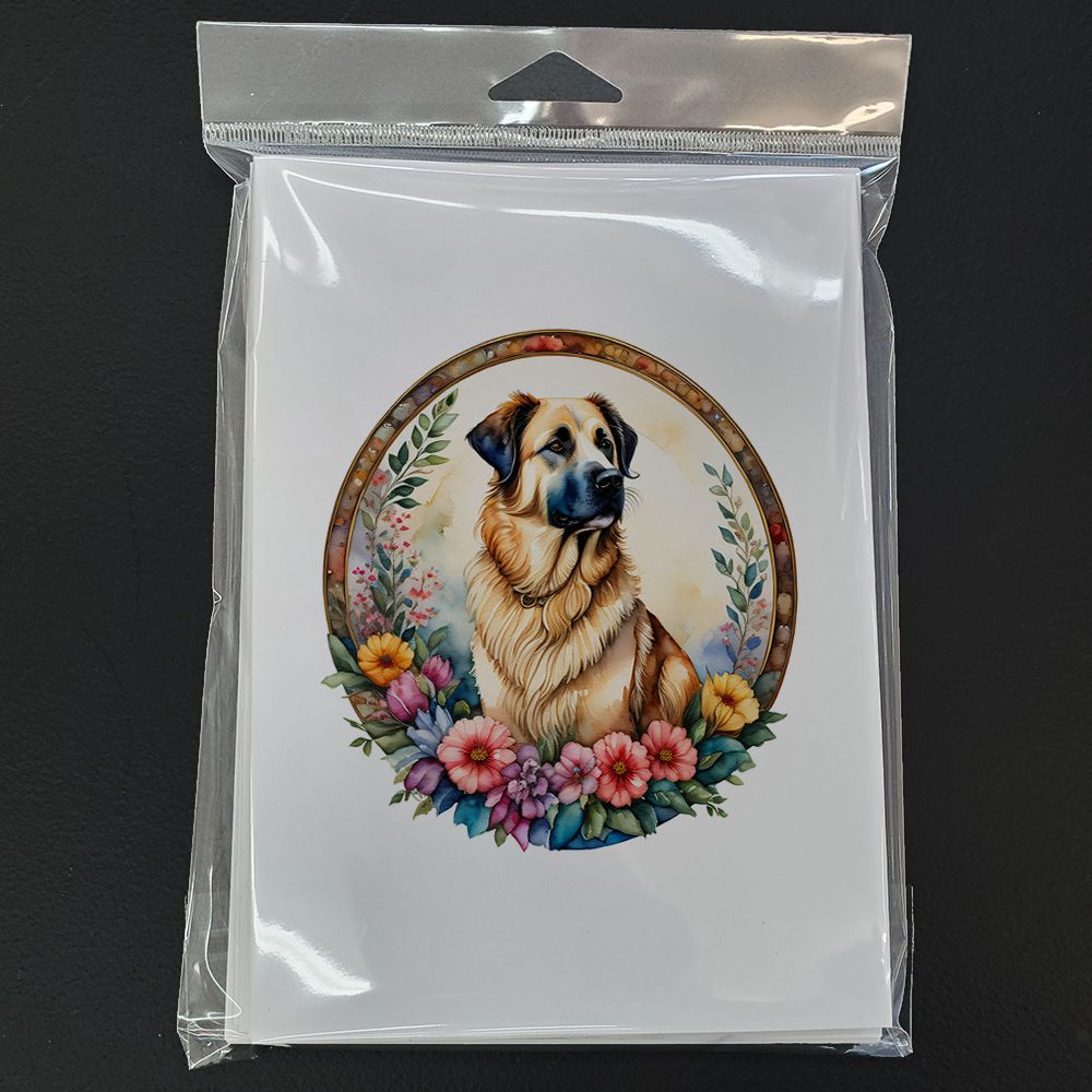 Anatolian Shepherd Dog and Flowers Greeting Cards Pack of 8 Blank Cards with Envelopes Whimsical A7 Size 5x7 Blank Note Cards