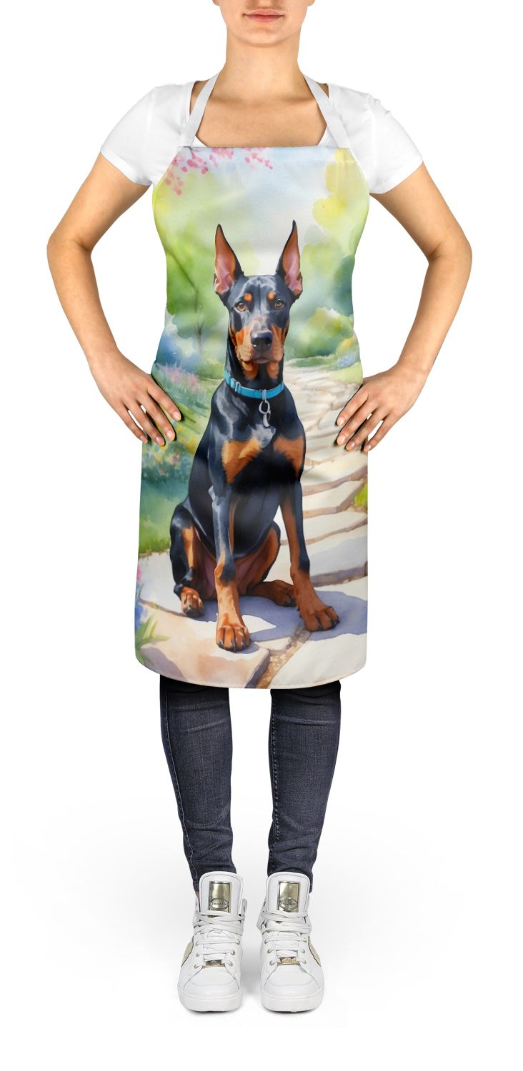 Doberman Pinscher Spring Path Apron Cooking Kitchen Server Baking Crafts Gardening for Adult Women Men, Unisex, Large, Multicolor