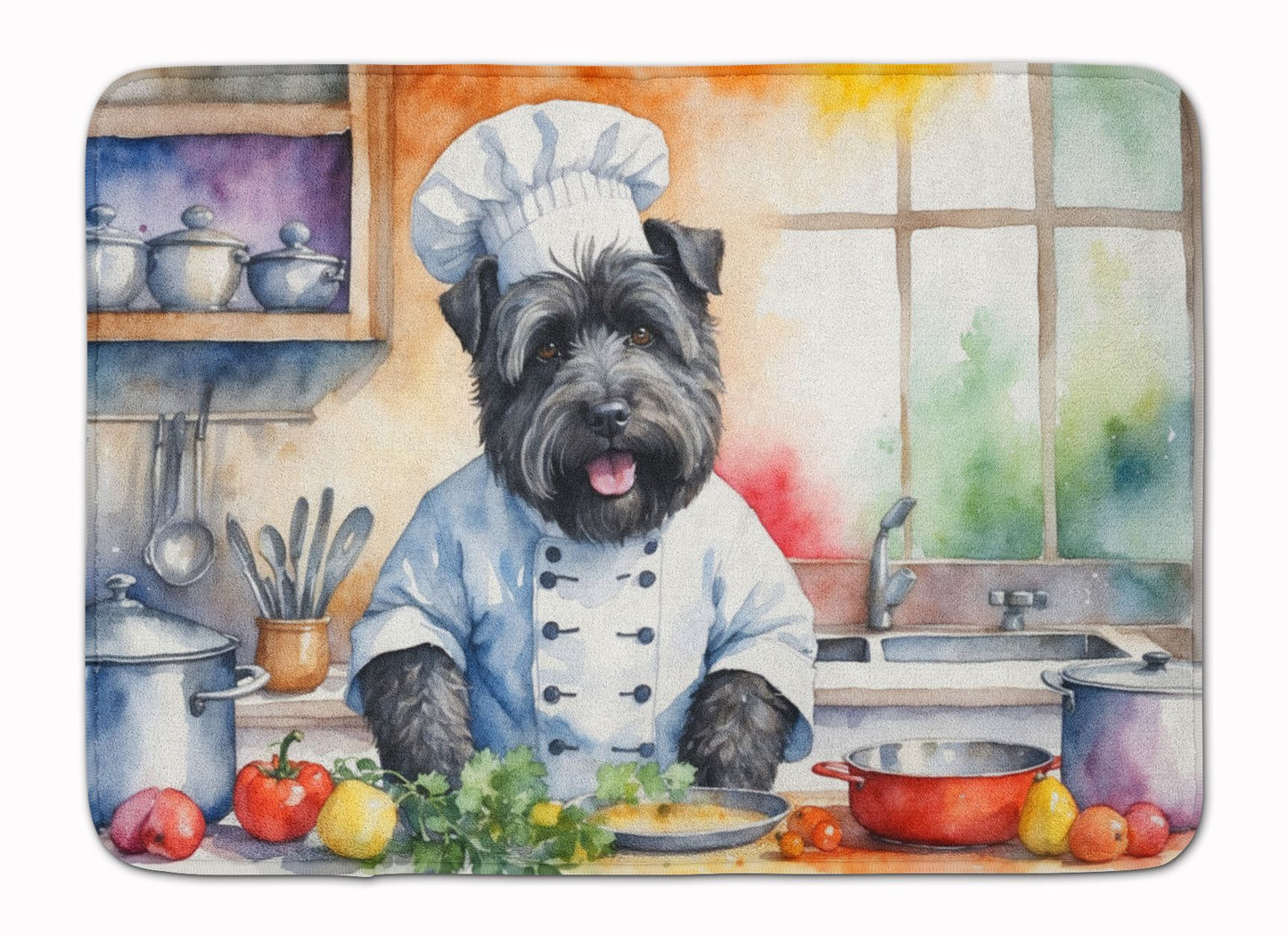 Bouvier des Flandres The Chef Memory Foam Kitchen Mat Machine Washable Anti-Fatigue Mat Cushion Comfort Bath Mat or Kitchen Rug