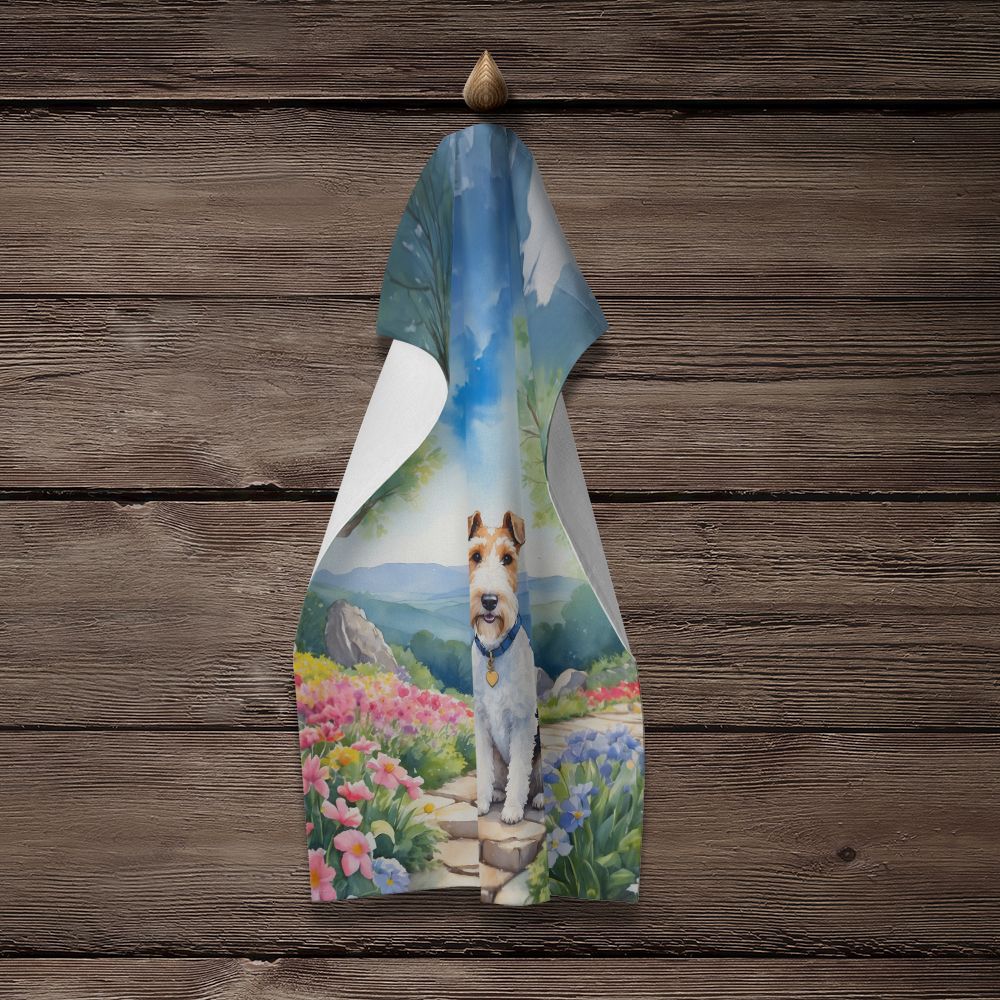 Fox Terrier Spring Path Kitchen Towel Dish Cloths Guest Hand Towel Decorative Bathroom Towel for Face,Tea, Dishcloth, Kitchen and Bath