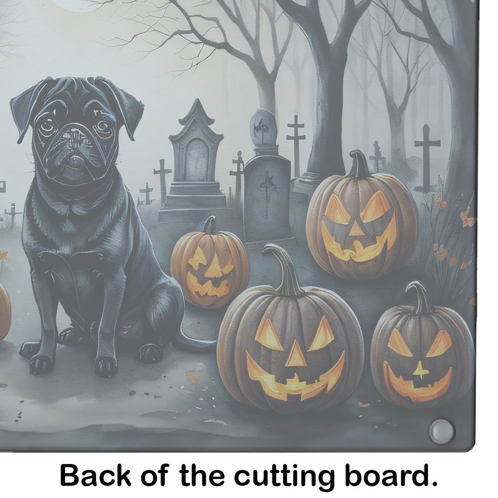 NEW Black Pug Spooky Halloween Glass Cutting Board Decorative Tempered Glass Kitchen Cutting and Serving Board Large Size Chopping Board