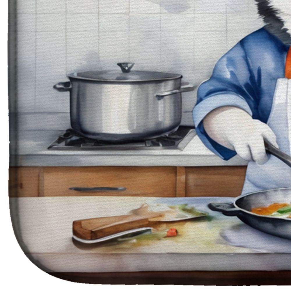 Siberian Husky The Chef Dish Drying Mat Absorbent Dish Drying Mat Pad for Kitchen Counter Dish Drainer Mat for Countertop, 14 x 21", Multicolor
