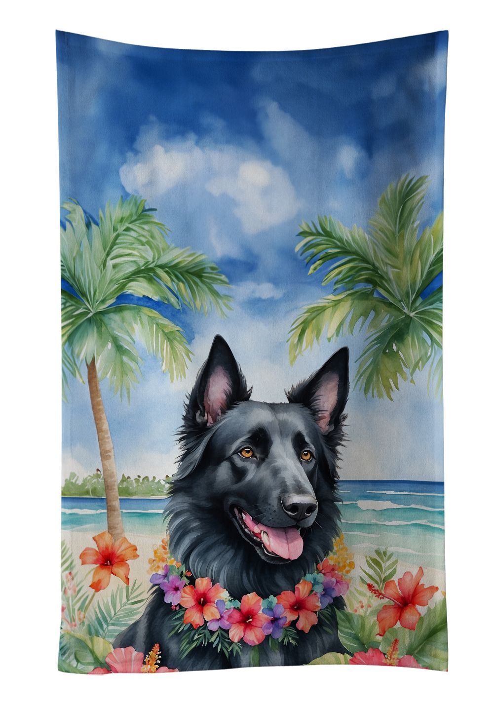 Belgian Sheepdog Luau Kitchen Towel Dish Cloths Guest Hand Towel Decorative Bathroom Towel for Face,Tea, Dishcloth, Kitchen and Bath